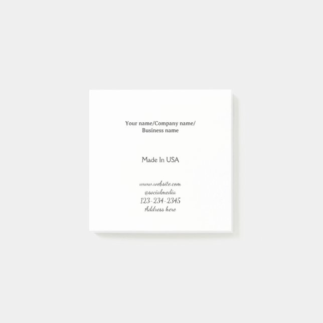simple minimal add your logo/design here business  post-it notes (Front)
