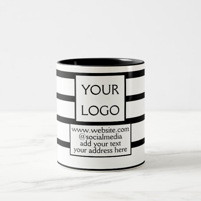simple minimal add your logo/design here business  Two-Tone coffee mug (Center)