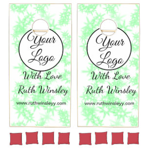 simple minimal add your logo/design here green spa cornhole set