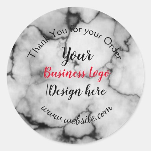simple minimal add your logodesign here marble classic round sticker