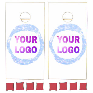 simple minimal add your logo/design here text glit cornhole set