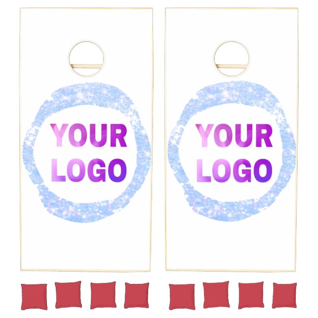 simple minimal add your logo/design here text glit cornhole set (Set)
