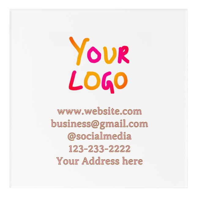 simple minimal add your logo/design here text  pos acrylic print (Front)