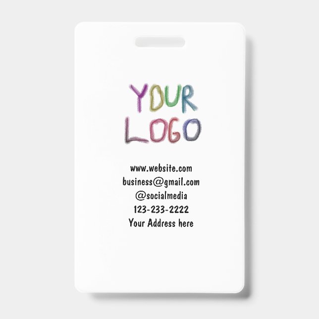 simple minimal add your logo/design here text  pos badge (Front)