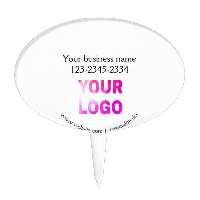 simple minimal add your logo/design here text  pos cake topper (Front)