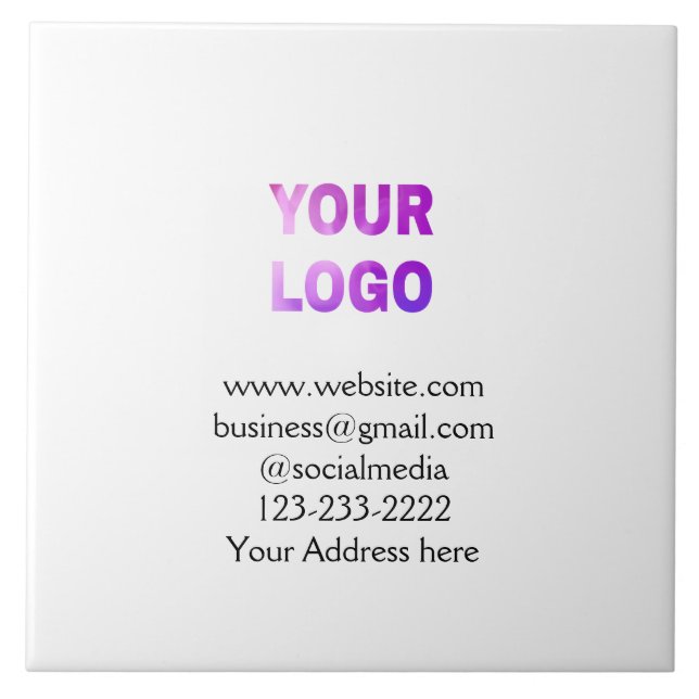 simple minimal add your logo/design here text  pos ceramic tile (Front)