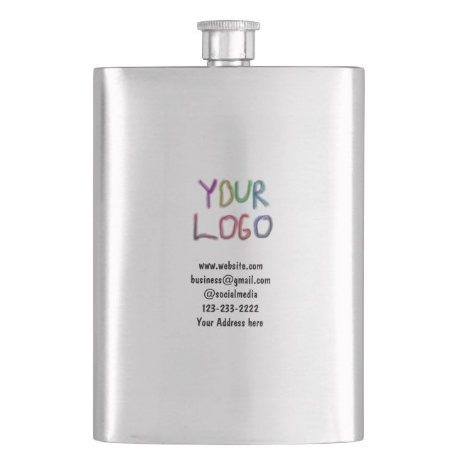 simple minimal add your logo/design here text  pos flask (Front)
