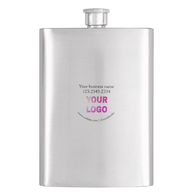 simple minimal add your logo/design here text  pos flask (Front)