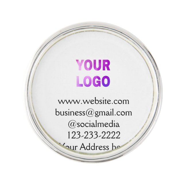simple minimal add your logo/design here text  pos lapel pin (Front)