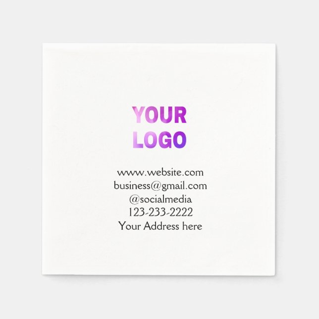 simple minimal add your logo/design here text  pos napkins (Front)