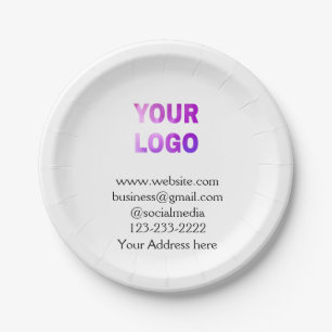 simple minimal add your logo/design here text  pos paper plates