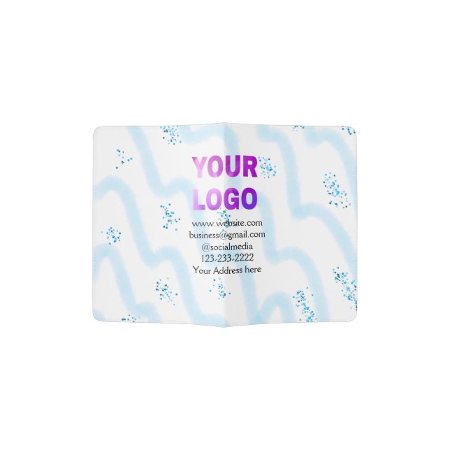 simple minimal add your logo/design here text  pos passport holder (Opened)
