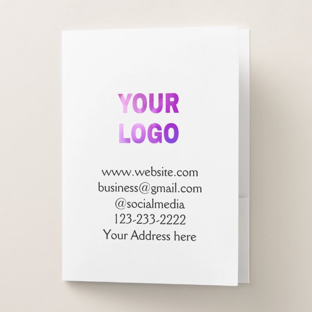 simple minimal add your logo/design here text  pos pocket folder (Front)