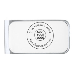 simple minimal add your logo/design here text pos silver finish money clip