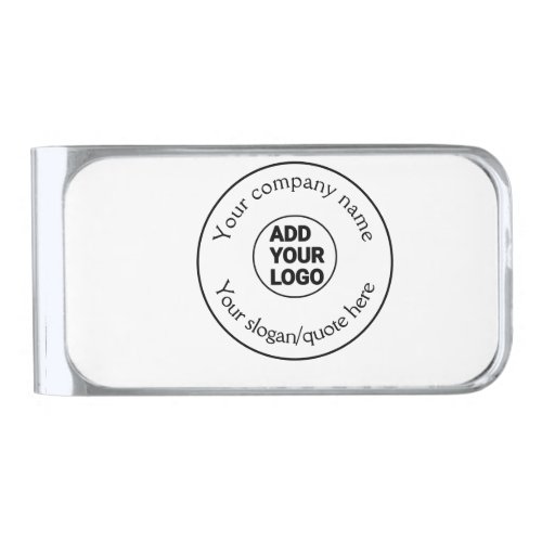 simple minimal add your logodesign here text  pos silver finish money clip