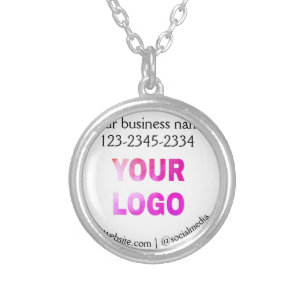 simple minimal add your logo/design here text pos silver plated necklace