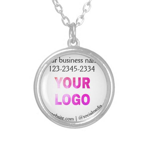 simple minimal add your logodesign here text  pos silver plated necklace