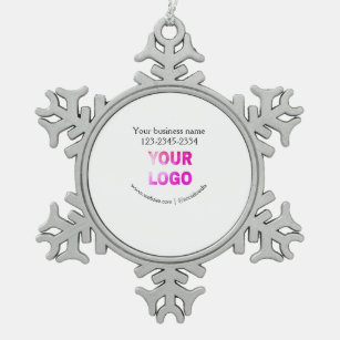 simple minimal add your logo/design here text  pos snowflake pewter christmas ornament