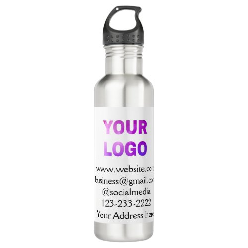 simple minimal add your logodesign here text  pos stainless steel water bottle