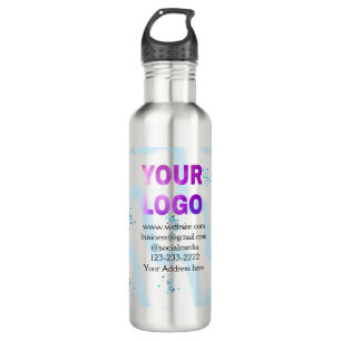 simple minimal add your logo/design here text pos stainless steel water bottle