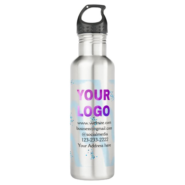 simple minimal add your logo/design here text  pos stainless steel water bottle (Front)