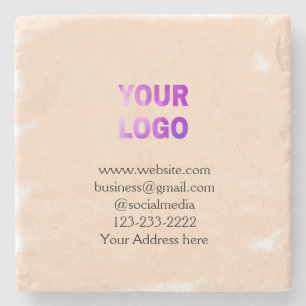 simple minimal add your logo/design here text pos stone coaster