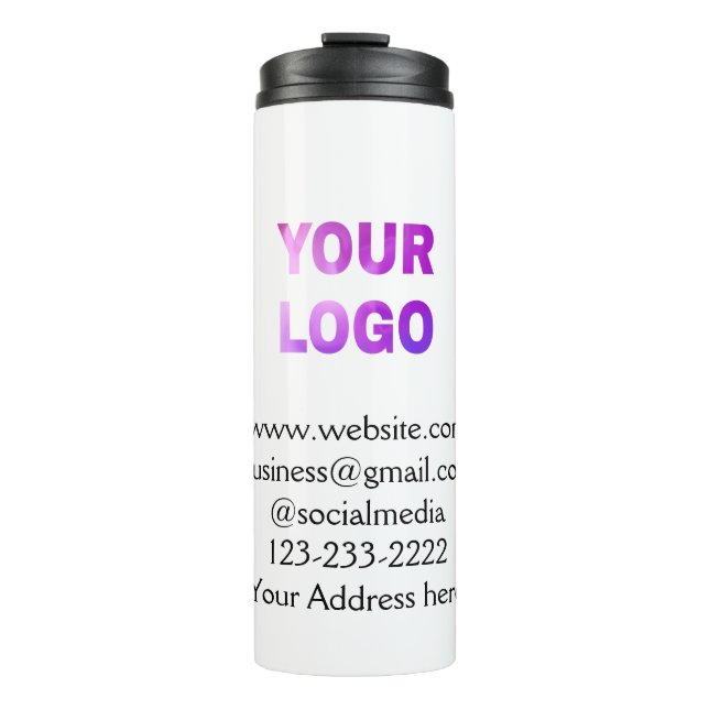 simple minimal add your logo/design here text  pos thermal tumbler (Front)