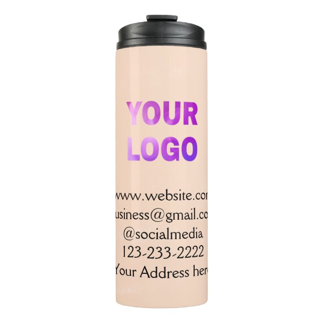 simple minimal add your logo/design here text  pos thermal tumbler (Front)