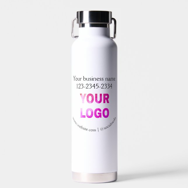 simple minimal add your logo/design here text  pos water bottle (Front)
