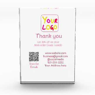 simple minimal add your logo/design here text Q R Acrylic Award