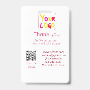 simple minimal add your logo/design here text Q R Badge