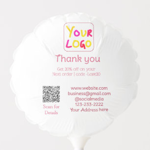 simple minimal add your logo/design here text Q R Balloon