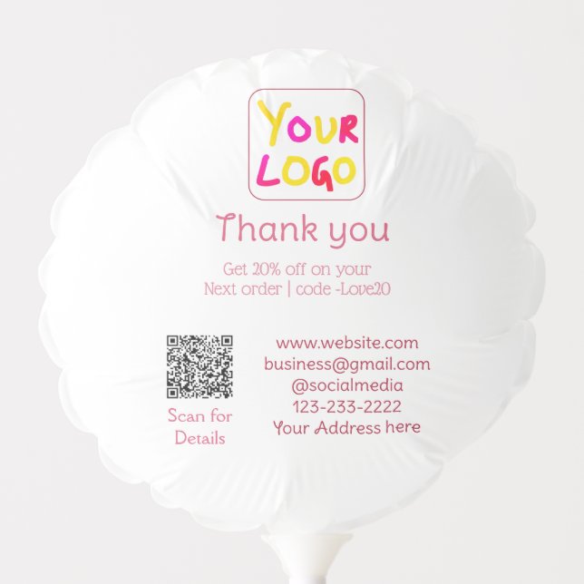 simple minimal add your logo/design here text Q R Balloon (Front)