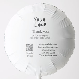 simple minimal add your logo/design here text Q R Balloon