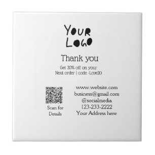 simple minimal add your logo/design here text Q R Ceramic Tile