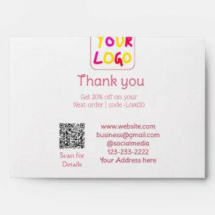 simple minimal add your logo/design here text Q R Envelope