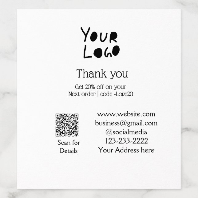 simple minimal add your logo/design here text Q R Envelope Liner (Design)