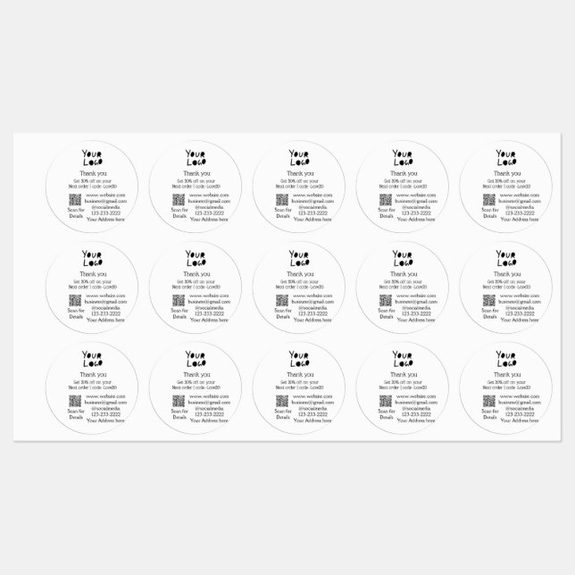 simple minimal add your logo/design here text Q R Labels (Sheet)