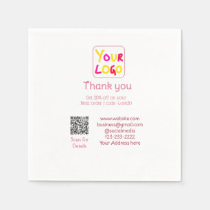 simple minimal add your logo/design here text Q R Napkins