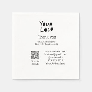 simple minimal add your logo/design here text Q R Napkins