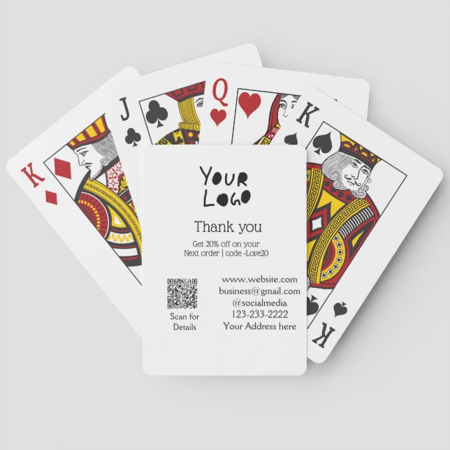 simple minimal add your logo/design here text Q R Poker Cards (Back)