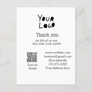 simple minimal add your logo/design here text Q R Postcard