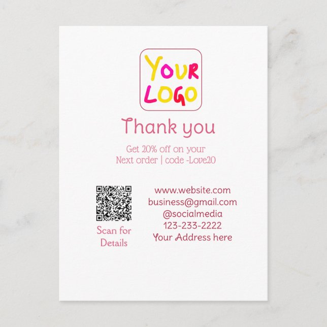 simple minimal add your logo/design here text Q R Postcard (Front)