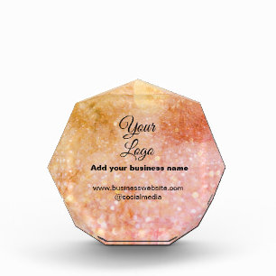 simple minimal add your logo/design pink orange gl acrylic award