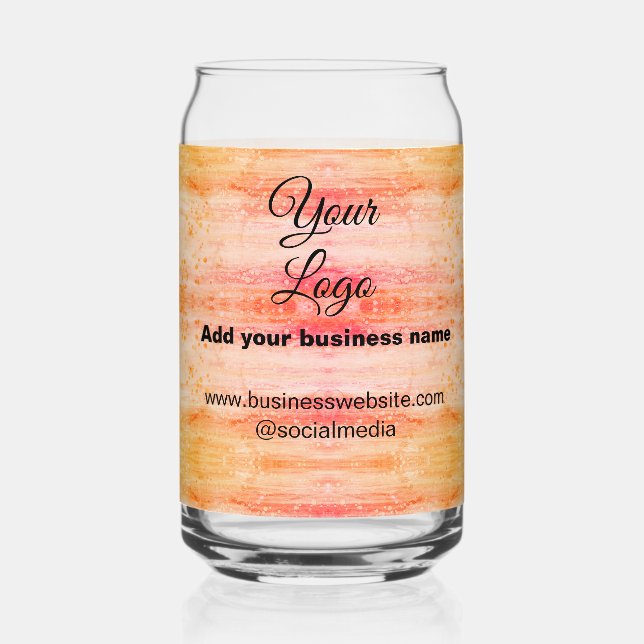simple minimal add your logo/design pink orange gl can glass (Front)