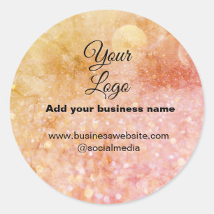 simple minimal add your logo/design pink orange gl classic round sticker