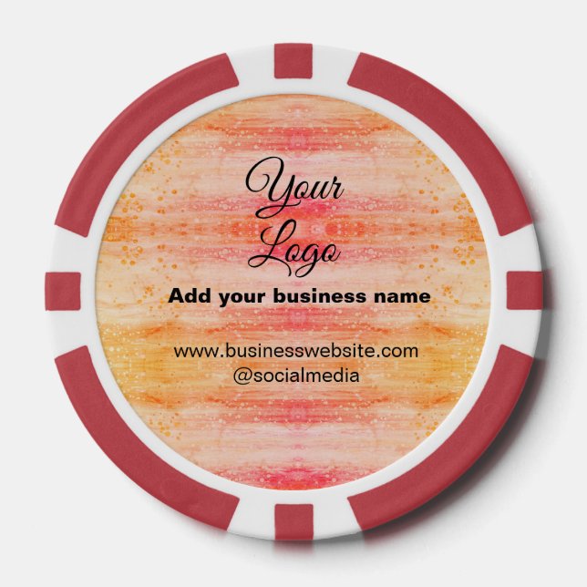 simple minimal add your logo/design pink orange gl poker chips (Front)