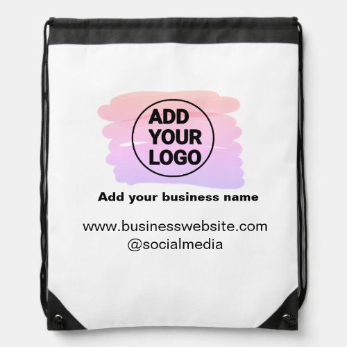 simple minimal add your logodesign watercolor     drawstring bag