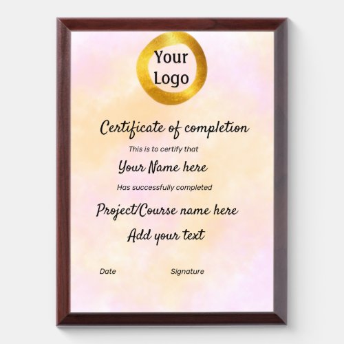 simple minimal add your logo gold certificate  awa award plaque