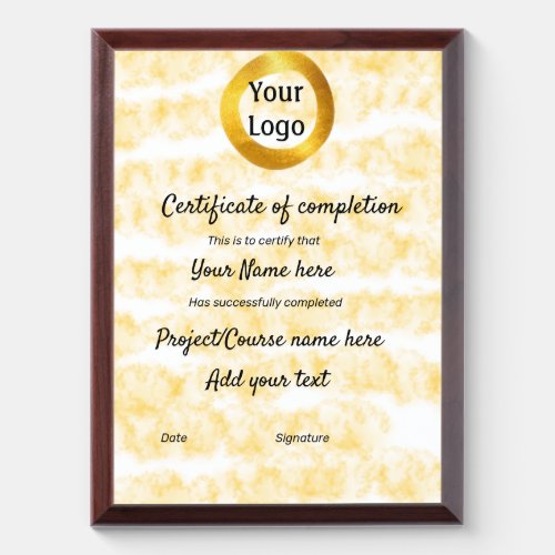 simple minimal add your logo gold certificate  awa award plaque